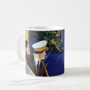 Taza De Café Astronautas de ciencia ficción vintage orbitando l