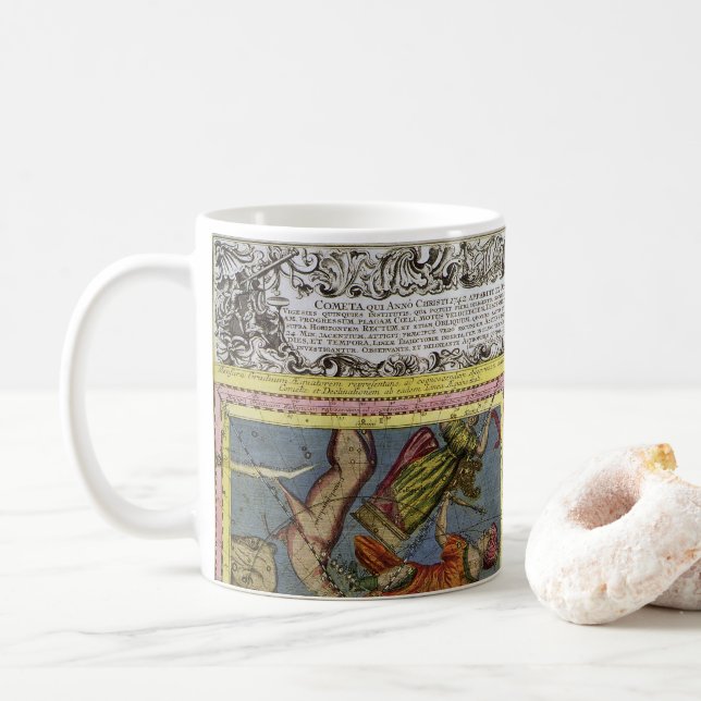Taza De Café Astronomía antigua, trayectoria del cometa por Mat (Con donut)
