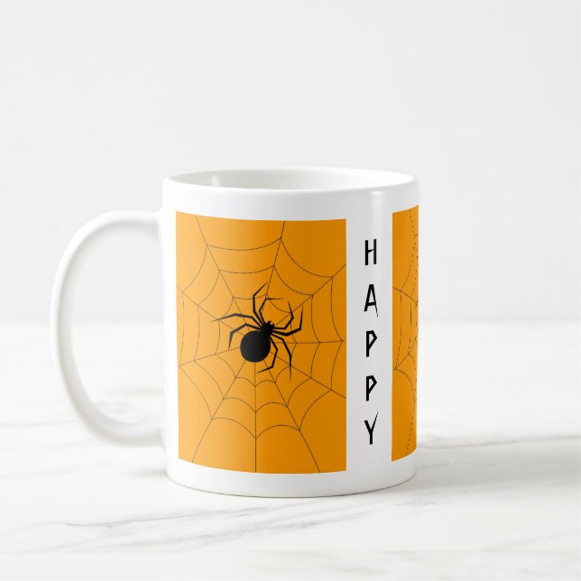Taza De Café Asustada Araña de Viuda Negra Feliz Halloween (Izquierda)