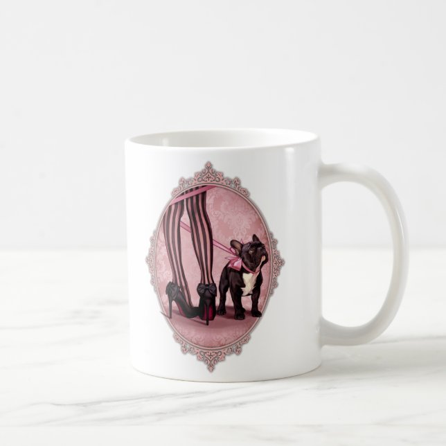 Taza De Café Atado a mi bulldog francés (Derecha)