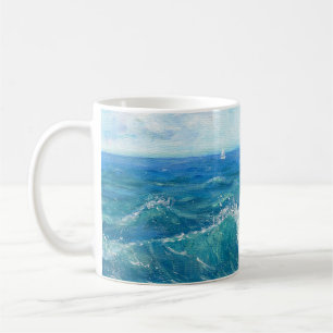 Taza De Café Ataque de verano, olas azules, pintura acrílica.