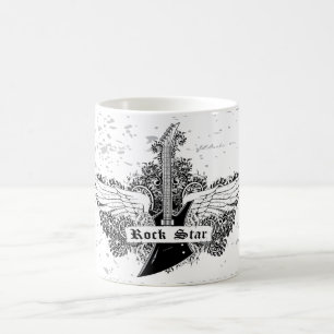 Taza De Café Ataques de guitarra eléctrica estrella de rock bla