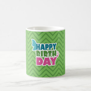 Taza De Café Ataques de mariposa de cumpleaños felices verdes