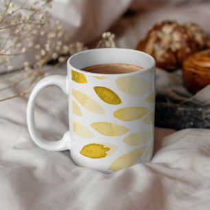 Taza De Café Ataques de pincel amarillo acuarela