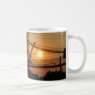 Taza De Café Atardecer con cables ... Krung Thep, Tailandia