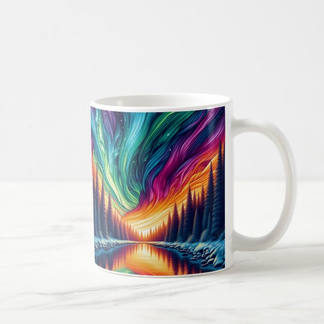 Taza De Café Atardecer de Bosque de Neón (Derecha)