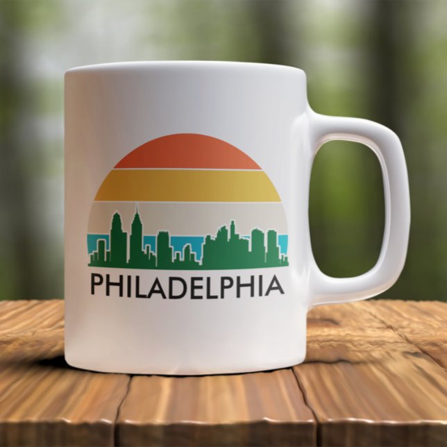 Taza De Café Atardecer de la Ciudad Vieja de Filadelfia (Philadelphia Retro Sunset Coffee Mug)