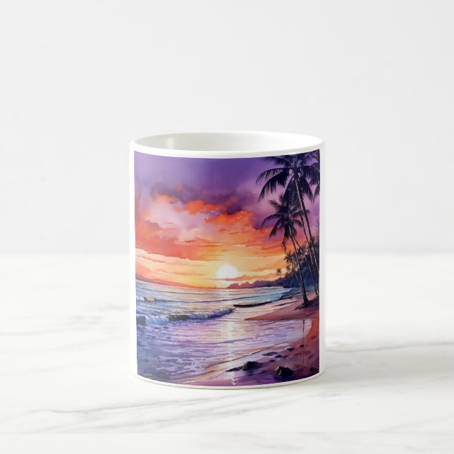 Taza De Café Atardecer de playa tropical #1 Mug (Centro)