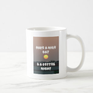 Taza De Café Atardecer dorado con buenos deseos de día y noche