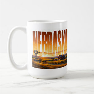 Taza De Café Atardecer en la pradera dorada de Nebraska