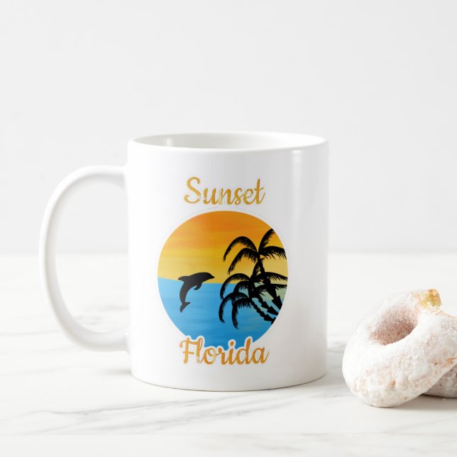 Taza De Café Atardecer lindo en Florida (Con donut)