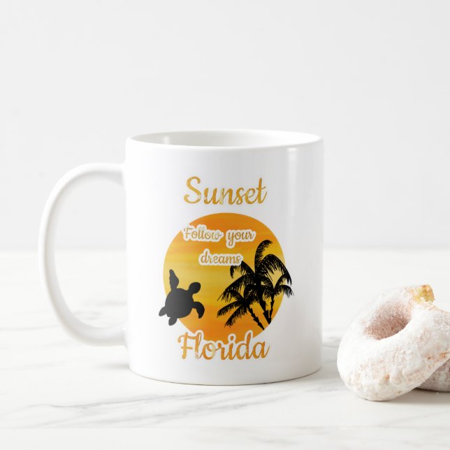 Taza De Café Atardecer lindo en Florida (Con donut)