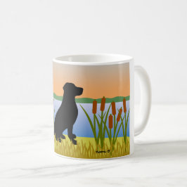 Taza De Café Atardecer negro de perro de pájaro de Labrador