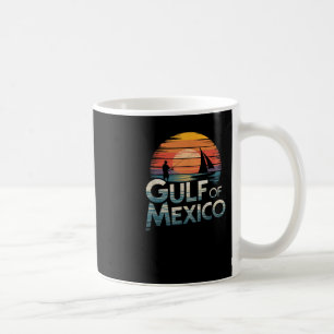 Taza De Café Atardecer Retro en el Golfo de México Pesca y Nave