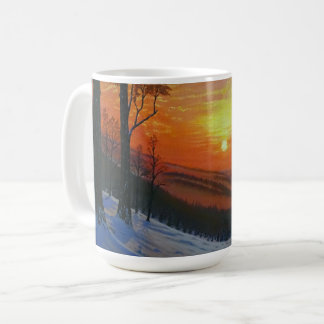 Taza de café - "Atardecer sobre bosque nevado"