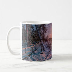 Taza De Café Atardecer sobre la costa del mar de nieve