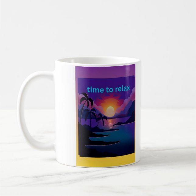 Taza de café Atardecer Tropical para Relajarse (Izquierda)