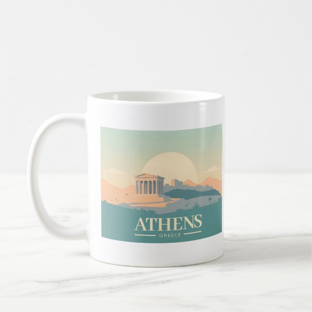 Taza De Café Atenas Grecia Acrópolis Pastel Travel (Izquierda)