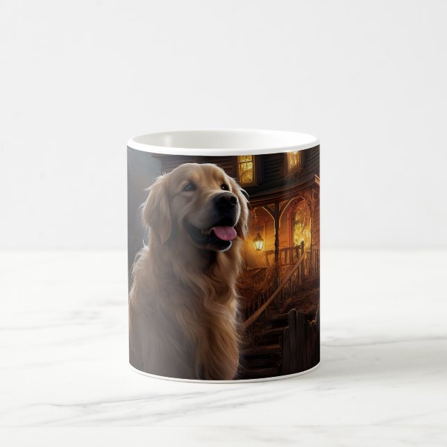 Taza De Café Aterrador de Golden Retriever Halloween (Centro)