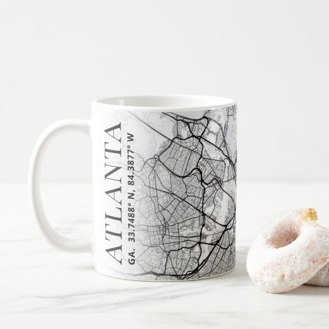 Taza De Café Atlanta, mapa de la ciudad de Georgia | Café Mug (Con donut)