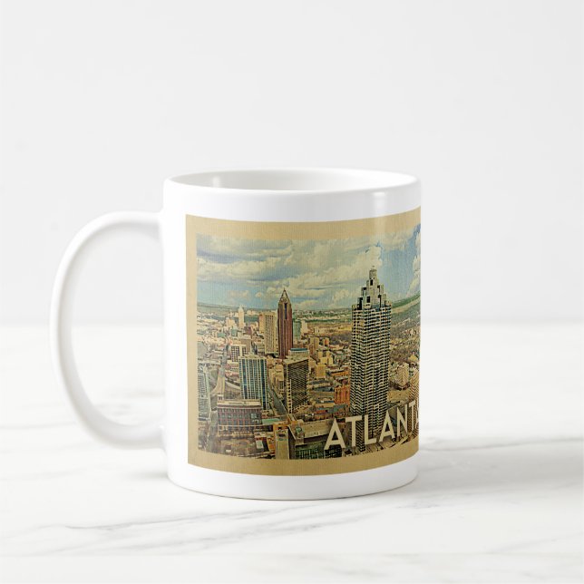 Taza De Café Atlanta Skyline Atlanta Vintage Travel (Izquierda)