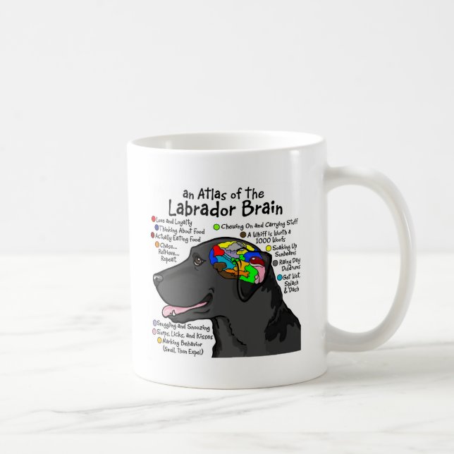 Taza De Café Atlas negro del cerebro de Labrador (Derecha)
