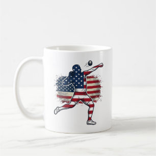 Taza De Café Atleta de lanzamiento de peso patriótico diseño de
