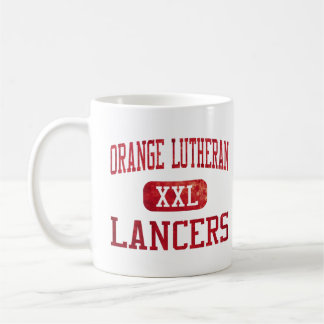 Taza De Café Atletismo anaranjado de los lanceros del Lutheran