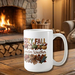Taza De Café Atmósfera de Suéter de Otoño Acogedor Arte de Hilo