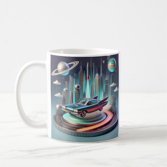 Taza De Café Atomic Futuristic Big Fins Coupe Car (Izquierda)