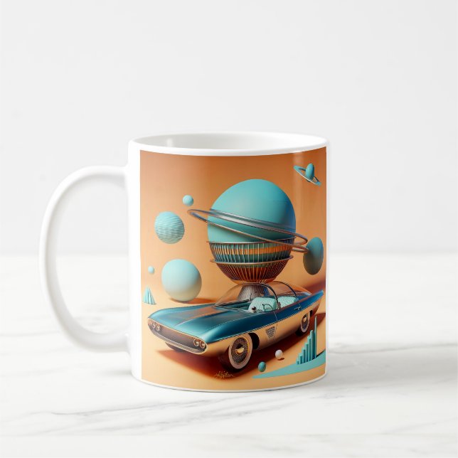 Taza De Café Atomic Futuristic Sky View Cruiser Car  (Izquierda)