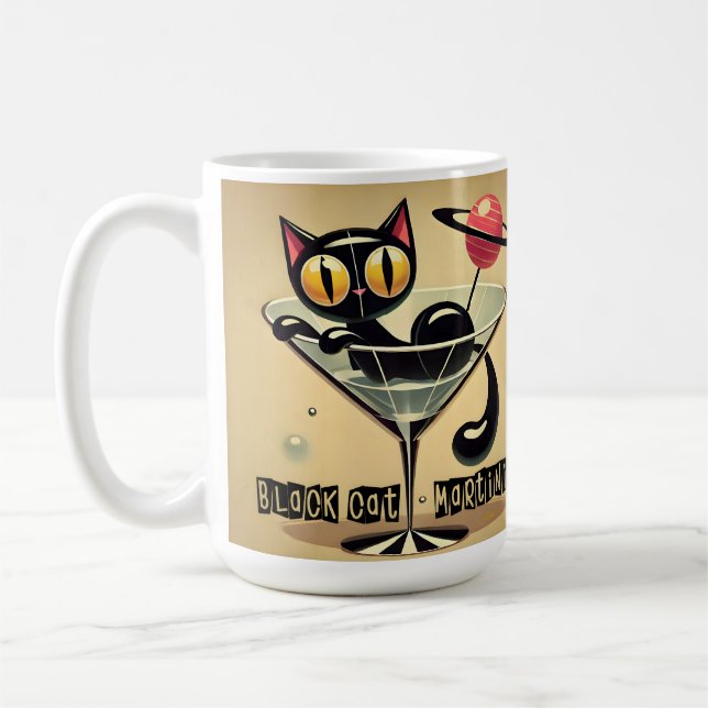 Taza De Café Atómico espacio futurista edad Black Cat Martini (Izquierda)