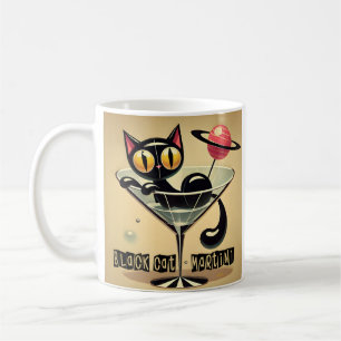 Taza De Café Atómico espacio futurista edad Black Cat Martini