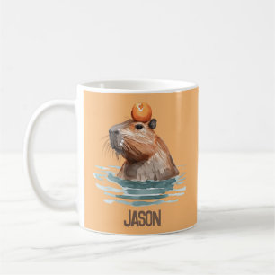 Taza De Café Atractivo capibara con nombre de Naranja y niño