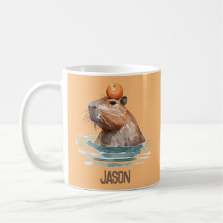 Taza De Café Atractivo capibara con nombre de Naranja y niño