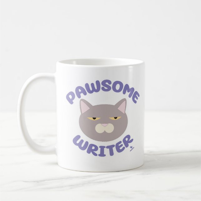 Taza De Café Atractivo escritor Divertido personaje de gato Div (Izquierda)