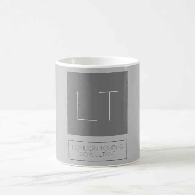 Taza De Café Atractivo Monograma Gris Moda Llanura (Centro)