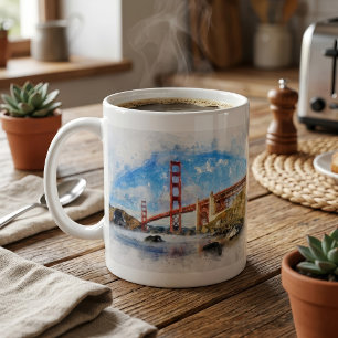 Taza De Café Atractivo pastel del puente Golden Gate en San Fra
