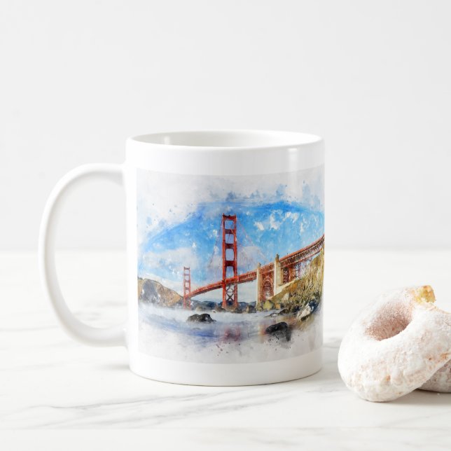 Taza De Café Atractivo pastel del puente Golden Gate en San Fra (Con donut)