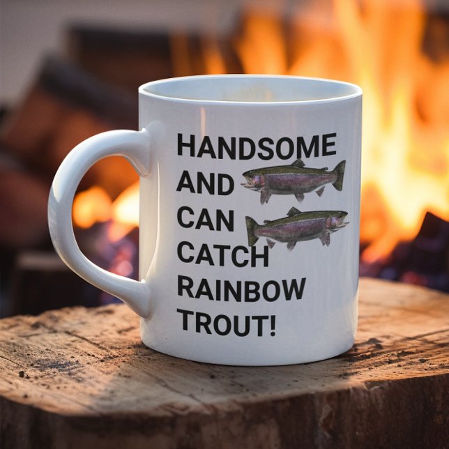 Taza De Café Atractivo y capaz de capturar trucha arco iris (Funny Rainbow Trout Fishing Mug. Fishing gifts for fly fishing stream fishing, lakes.)