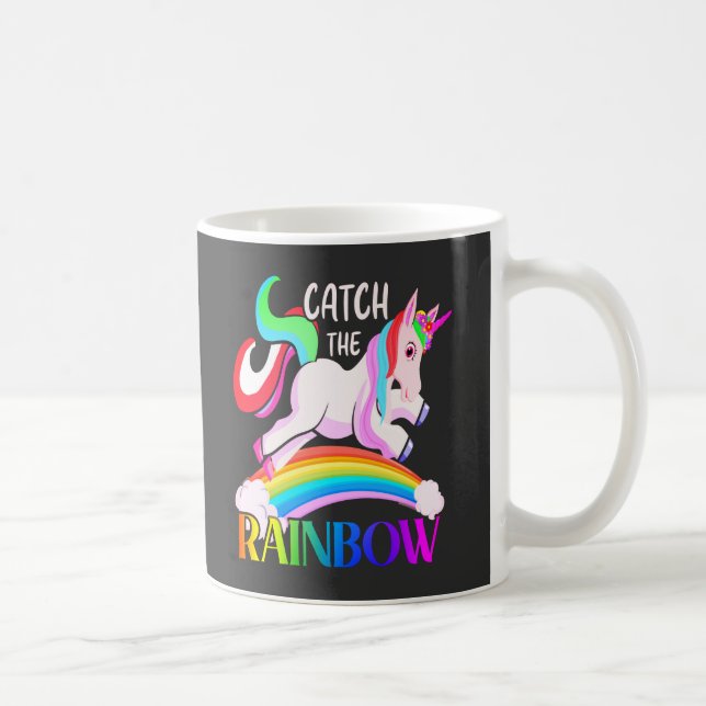 Taza De Café Atrapa el diseño de Unicornio de Arcoíris (Derecha)