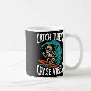 Taza De Café Atrapa Mareas Persigue Vibraciones Esqueleto Surfi
