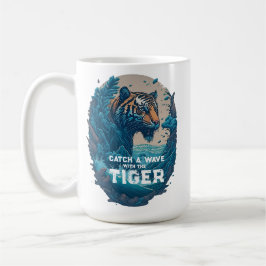 Taza De Café Atrapa una ola con el tigre,