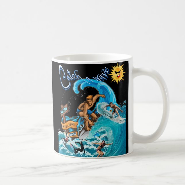 Taza De Café Atrapar Un Surf De Verano De Onda (Derecha)
