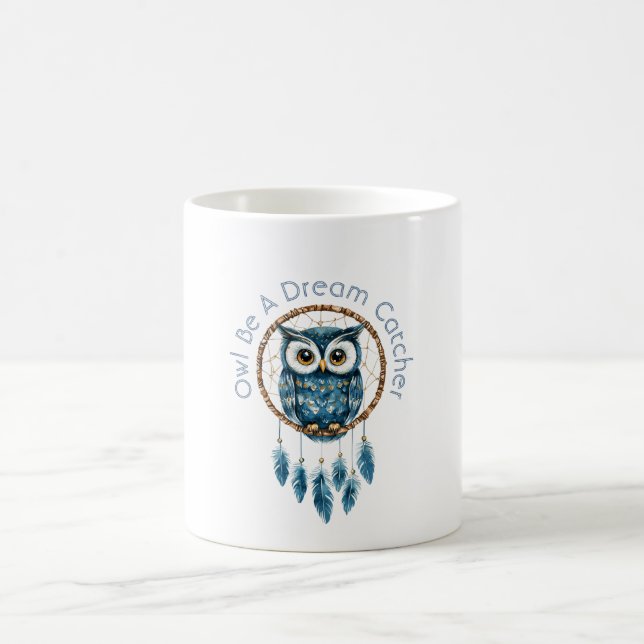 Taza De Café Atrapasueños de búho azul (Centro)