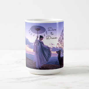 Taza De Café Atrévete a soñar con una mujer con Parasol y Alpac