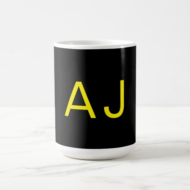 Taza De Café Attractive Monogram Yellow Black Modern Minimalist (Centro)