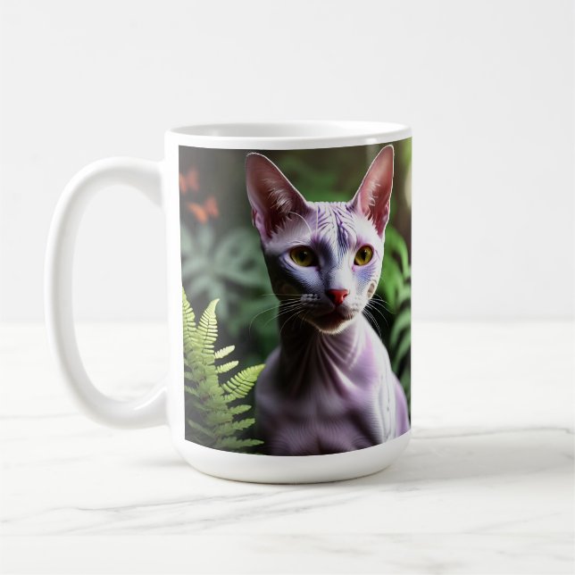 Taza De Café "Atún el gato sin pelo: brillante y sedoso" (Izquierda)