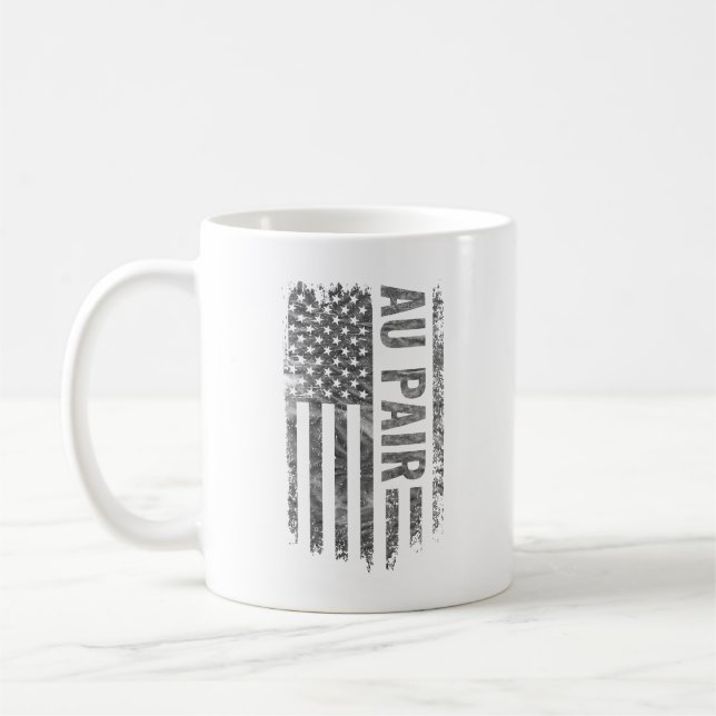 Taza De Café Au Pair USA Flag Distressed design (Izquierda)