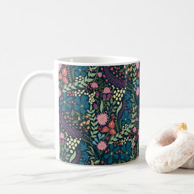 Taza De Café Audaz Jardín de Flores Silvestres (Con donut)